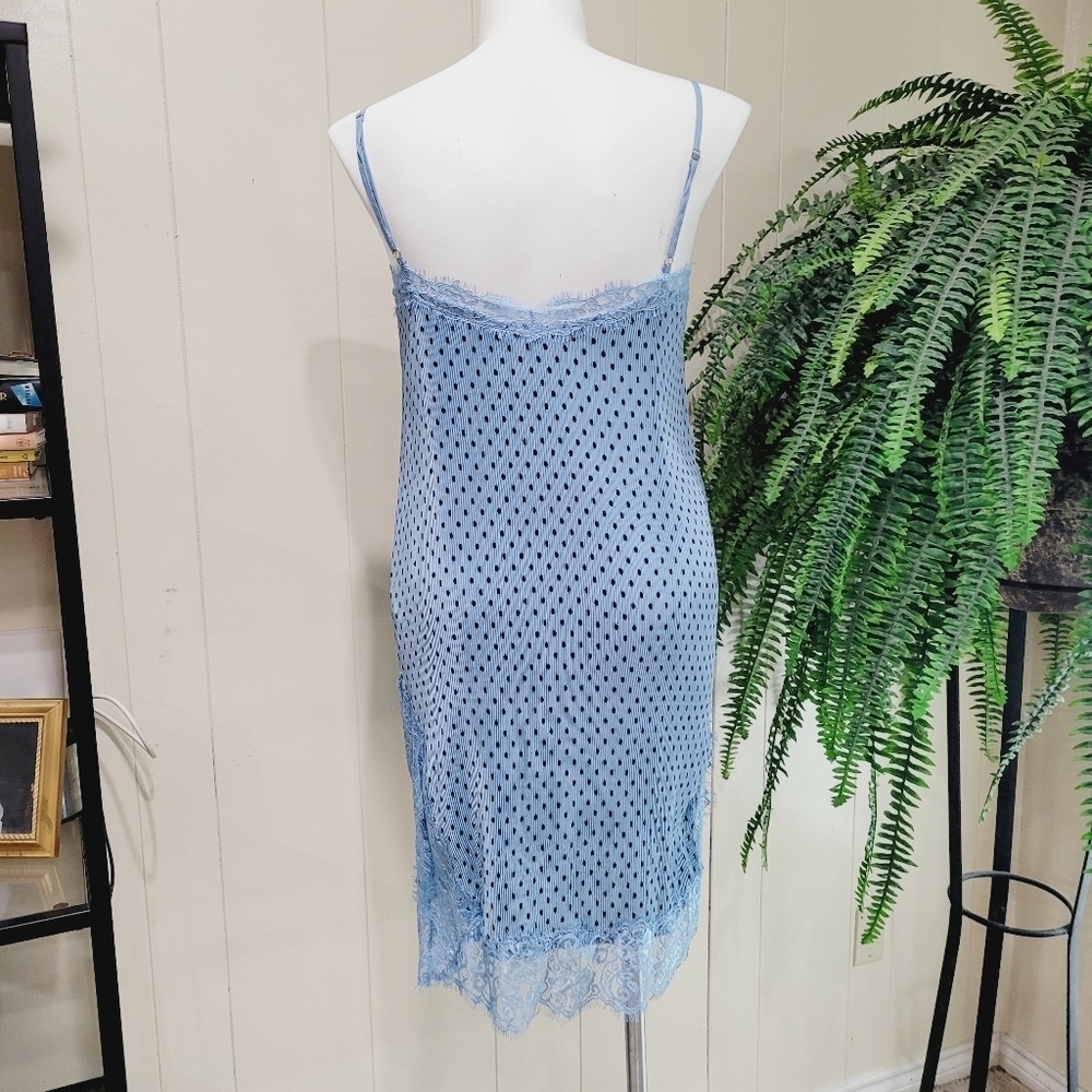 Free People Polka Dot Lace Trim Plissé Slip Dress - Picture 6 of 11